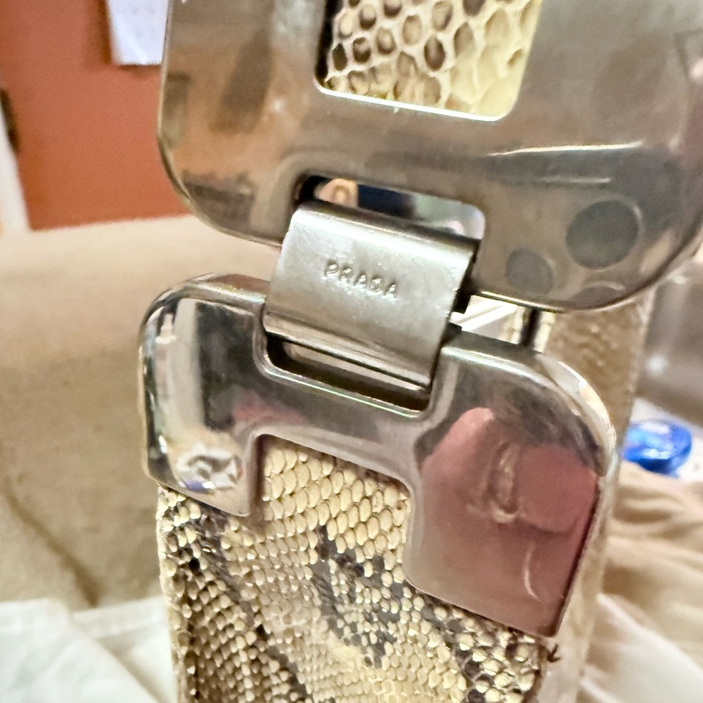 Prada Gold/Brown Python Snake Print Shoulder Bag - image 5